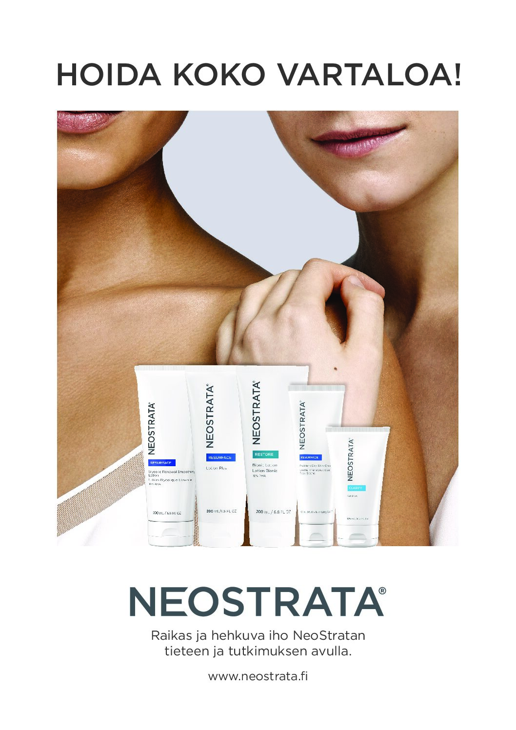 A4-kokoiset mainokset NEOSTRATA "Hoida koko vartaloa"