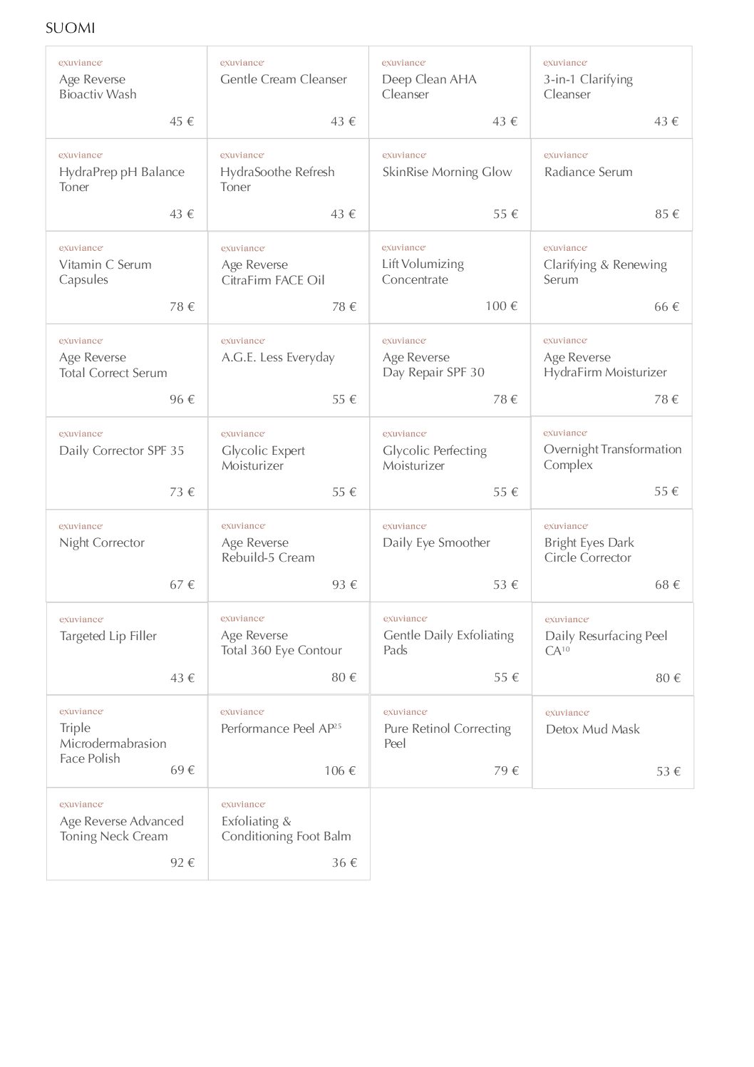 Exuviance Hyllyetiketit