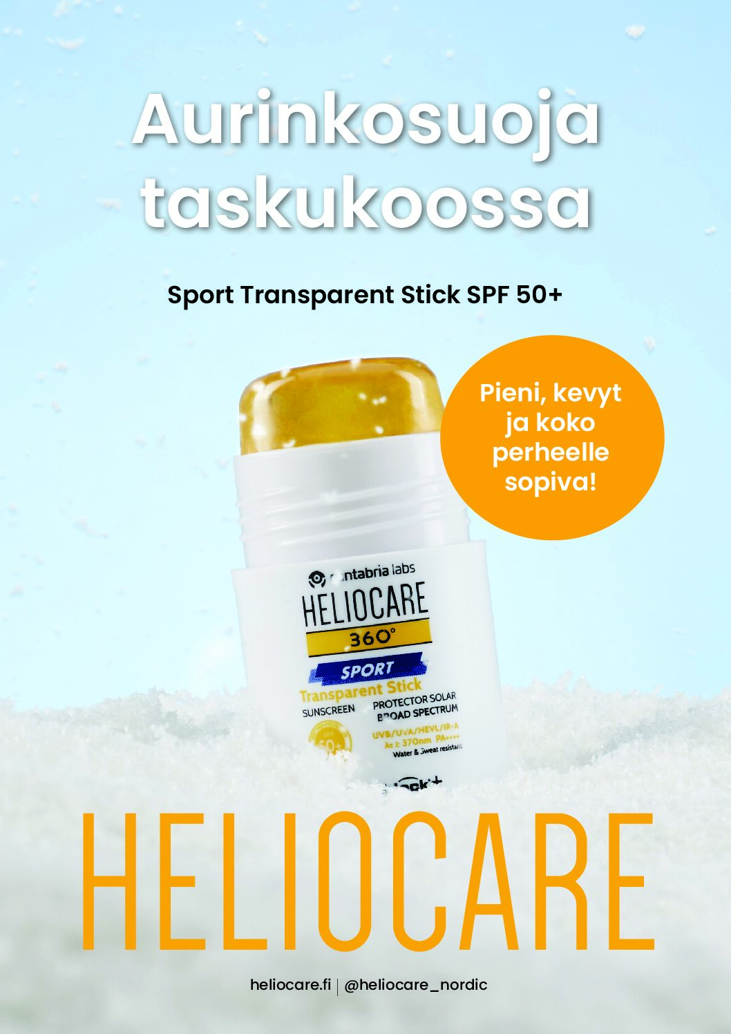 A4-kokoiset mainokset Heliocare Sport Transparent Stick