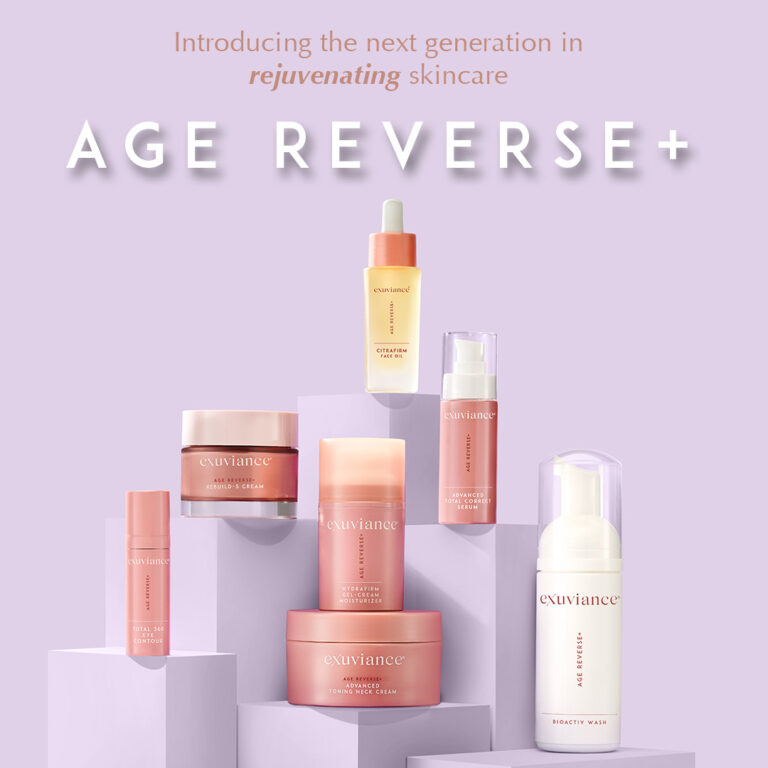 Kuva sosiaaliseen mediaan Exuviance Age Reverse Ryhmäkuva (text)