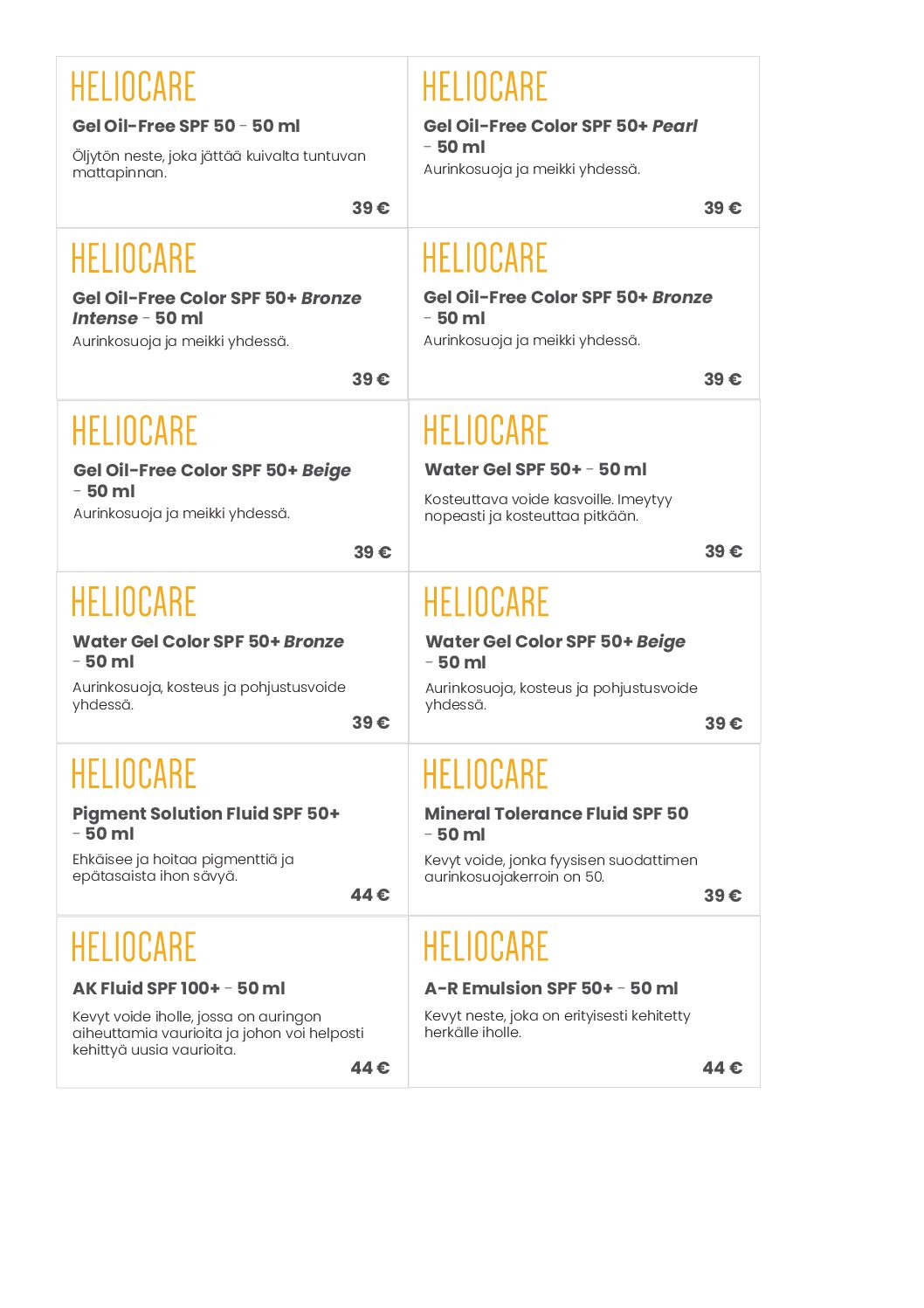 Heliocare Hyllyetiketit