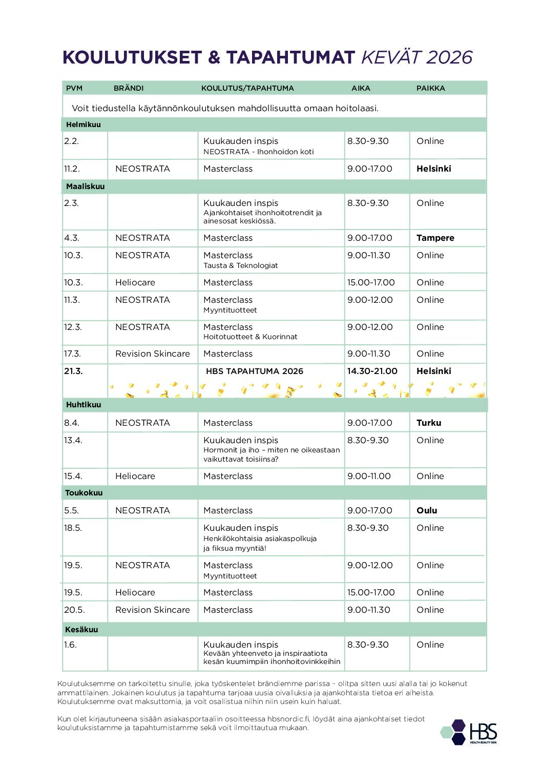 Kurssikalenteri 2026