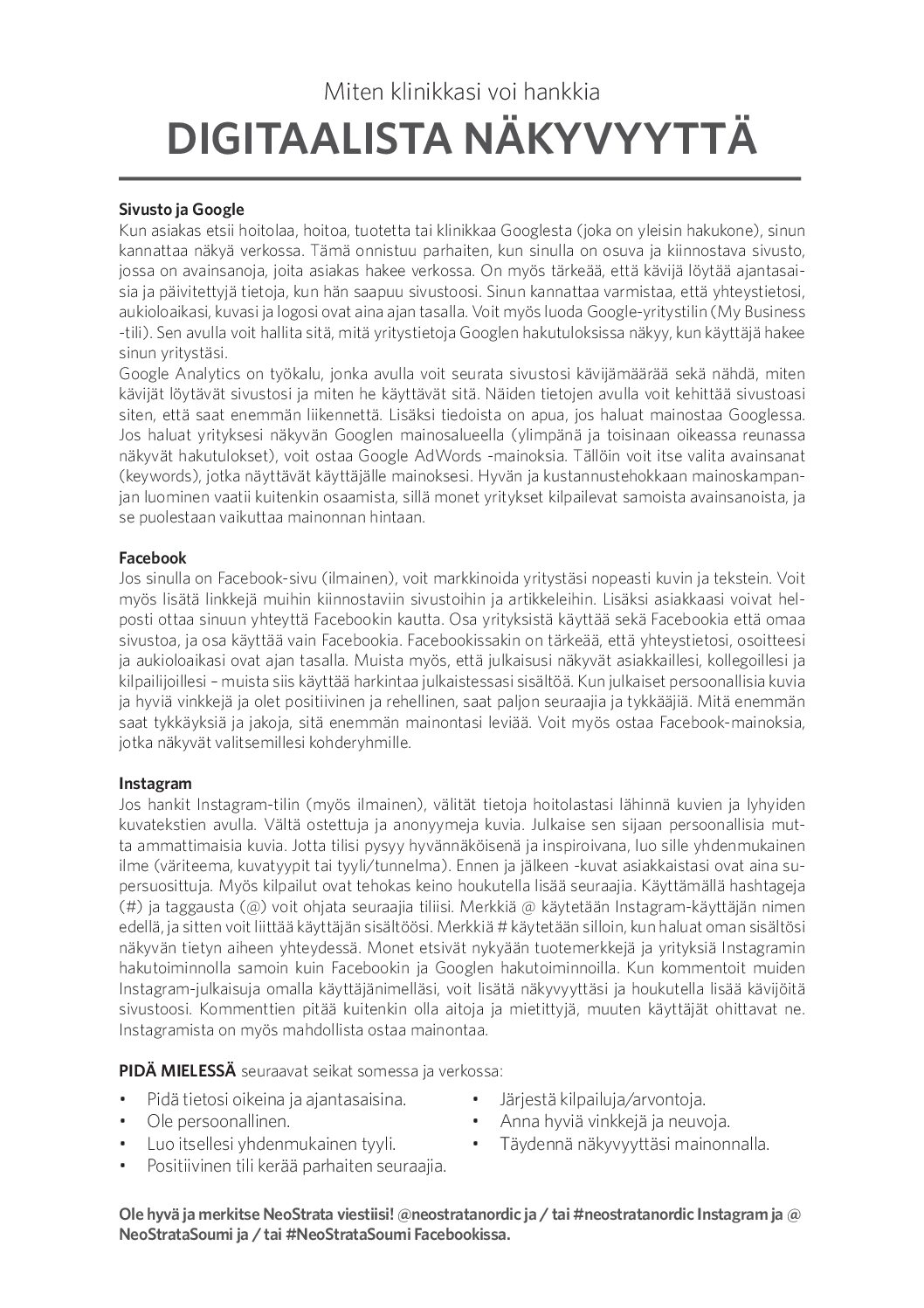 NEOSTRATA Digitaalista näkyvyyttä