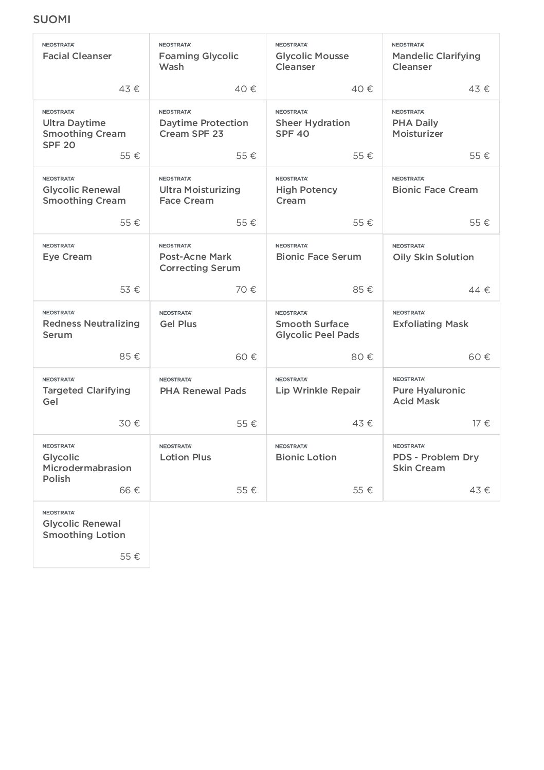 NEOSTRATA Hyllyjentiketit