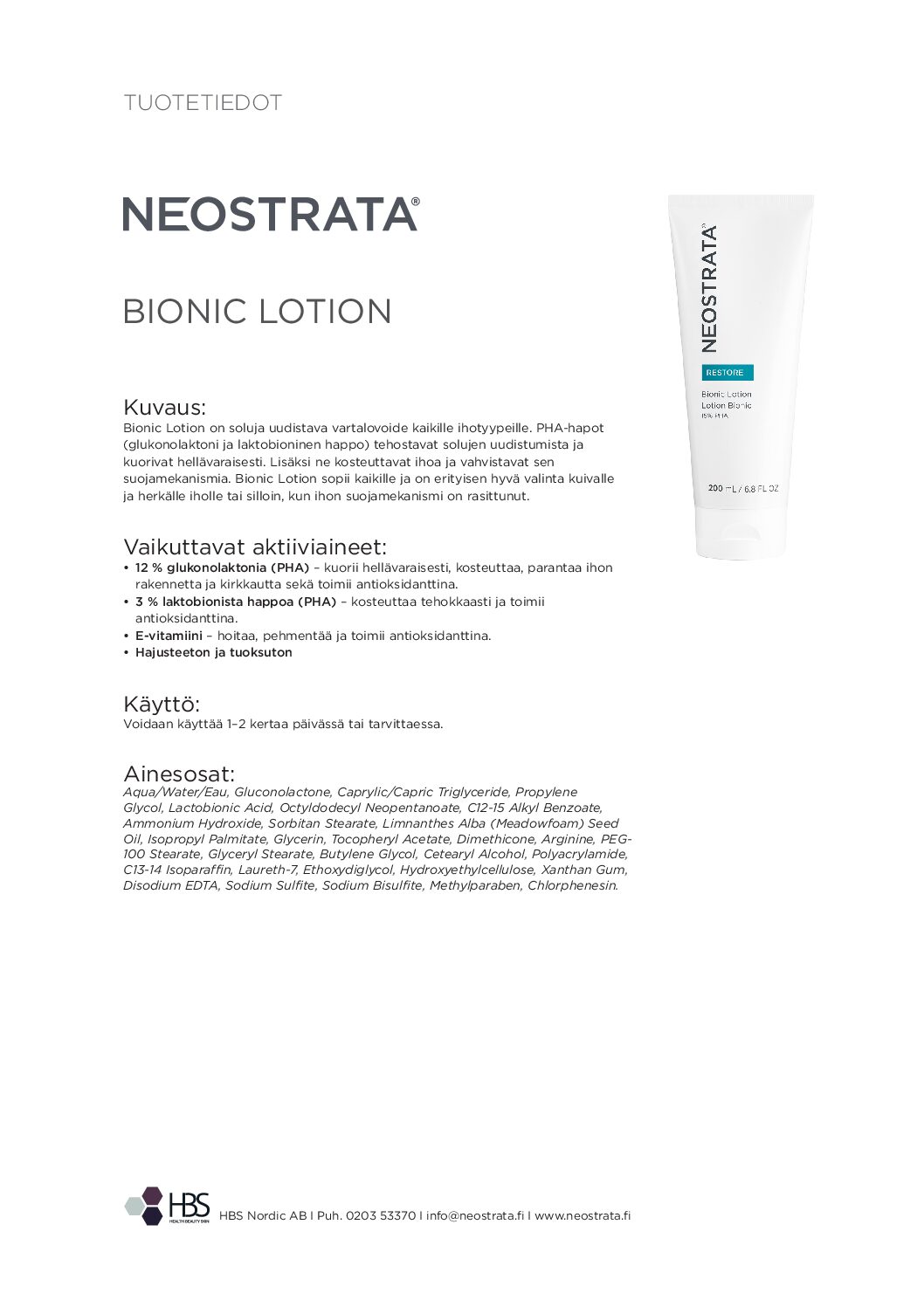 Tuotearkki NEOSTRATA Bionic Lotion