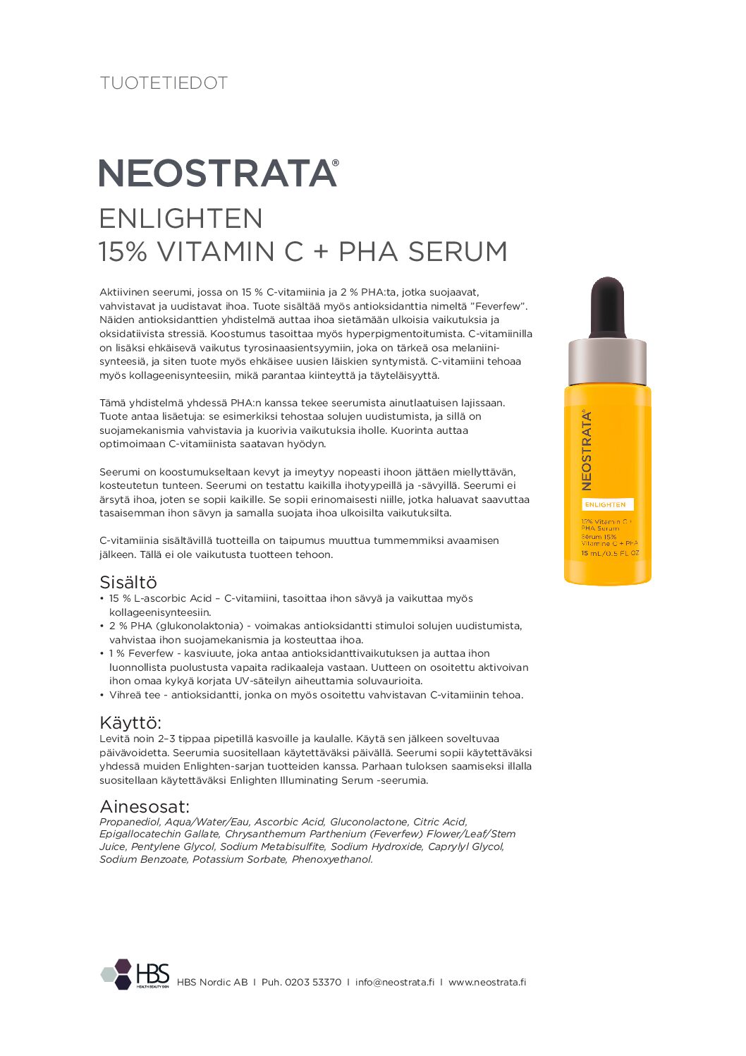 Tuotearkki NEOSTRATA Enlighten 15% vitamin C + PHA Serum