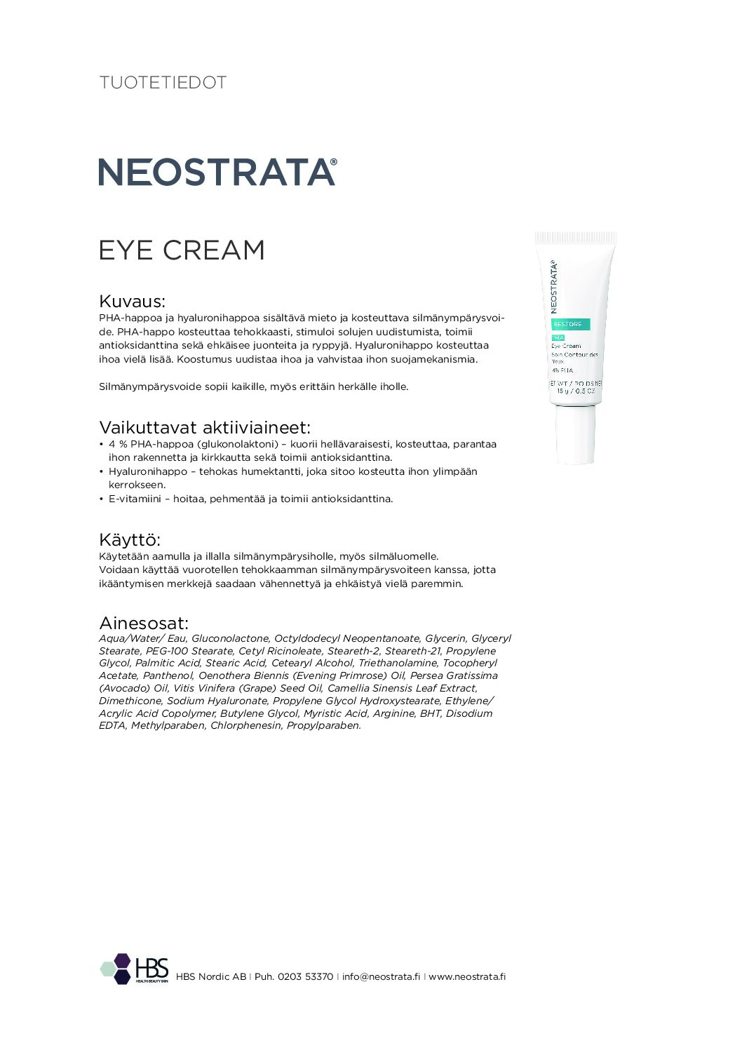 Tuotearkki NEOSTRATA Eye Cream