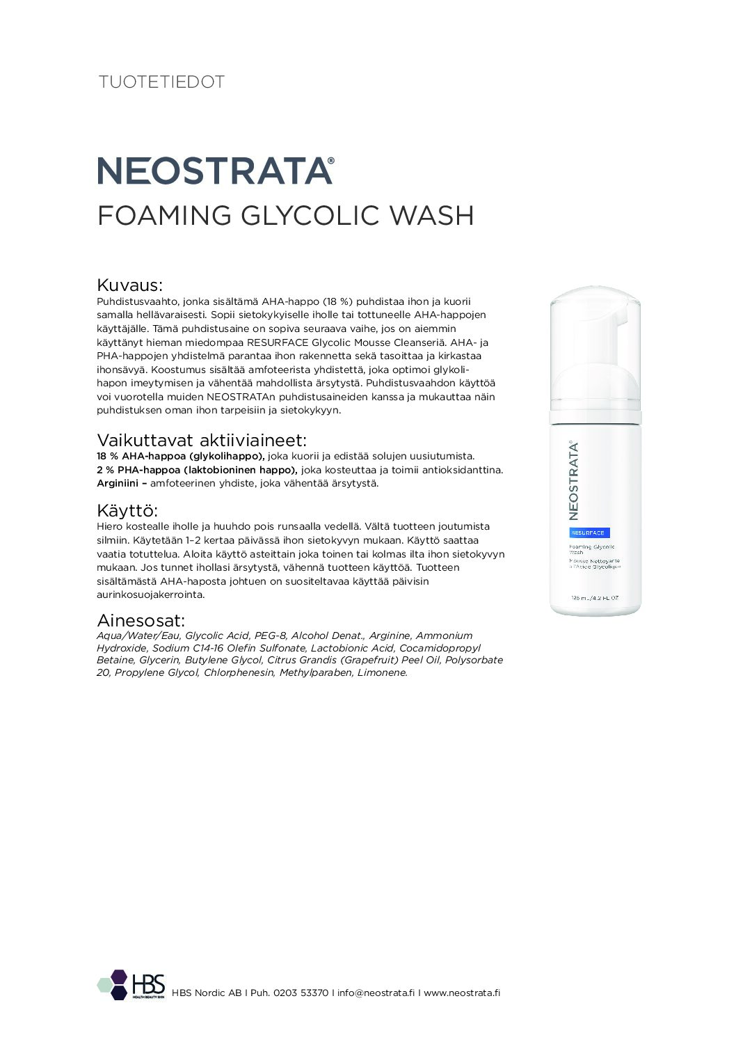 Tuotearkki NEOSTRATA Foaming Glycolic Wash