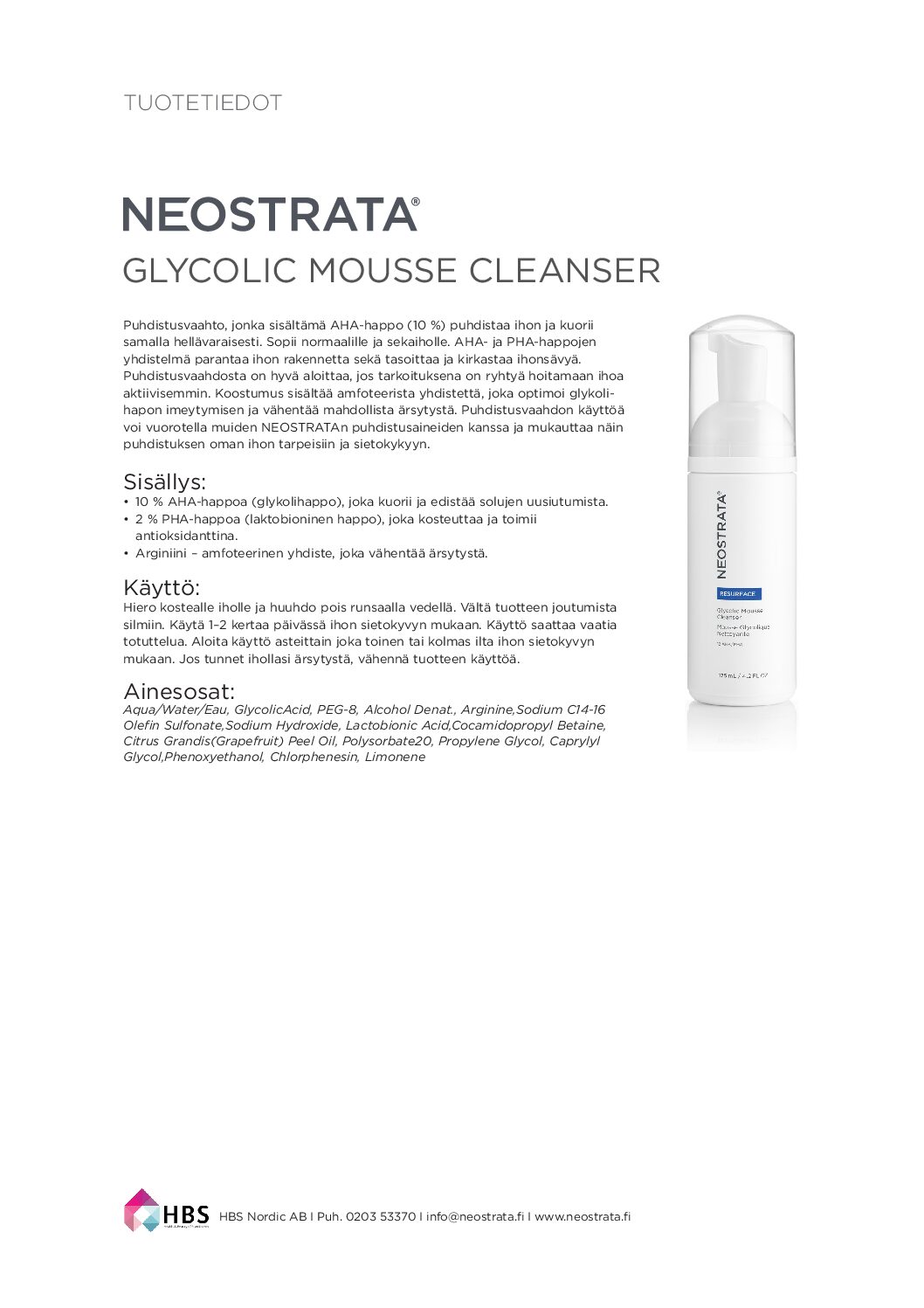 Tuotearkki NEOSTRATA Glycolic Mousse Cleanser