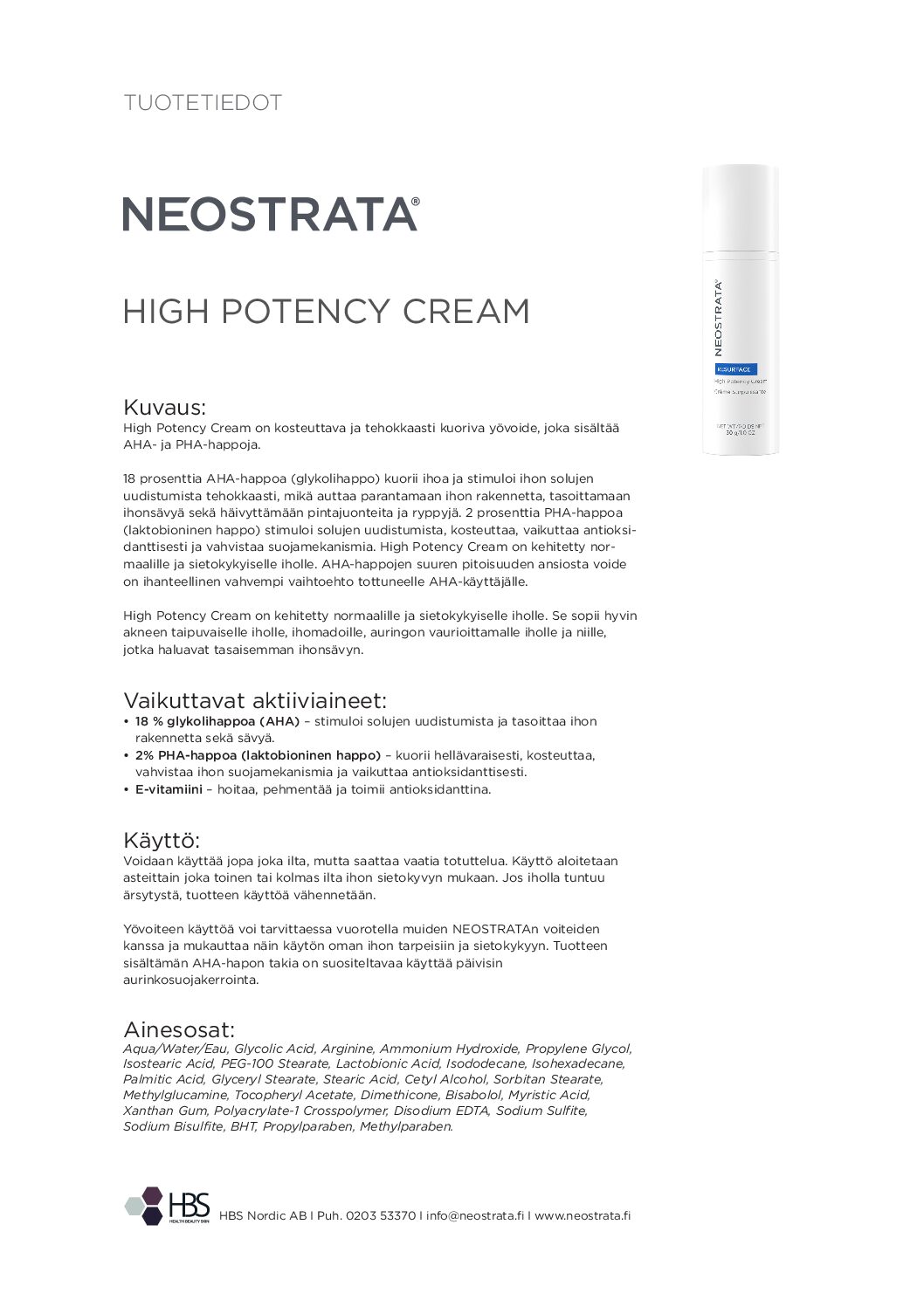 Tuotearkki NEOSTRATA High Potency Cream