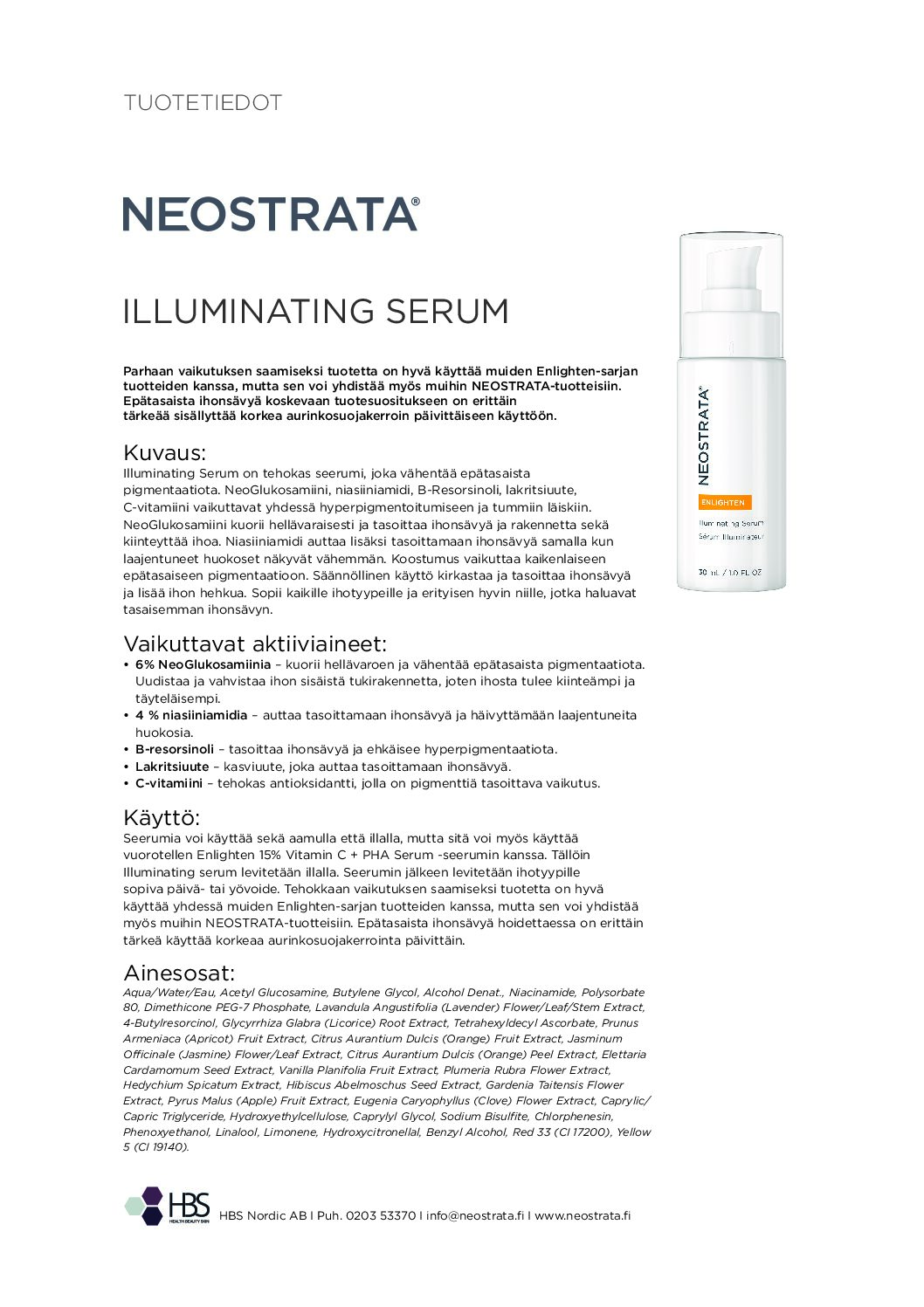 Tuotearkki NEOSTRATA Illuminating serum