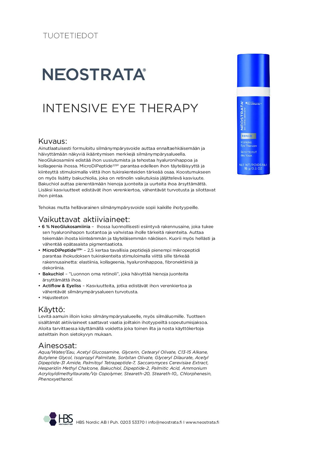 Tuotearkki NEOSTRATA Intensive Eye Therapy