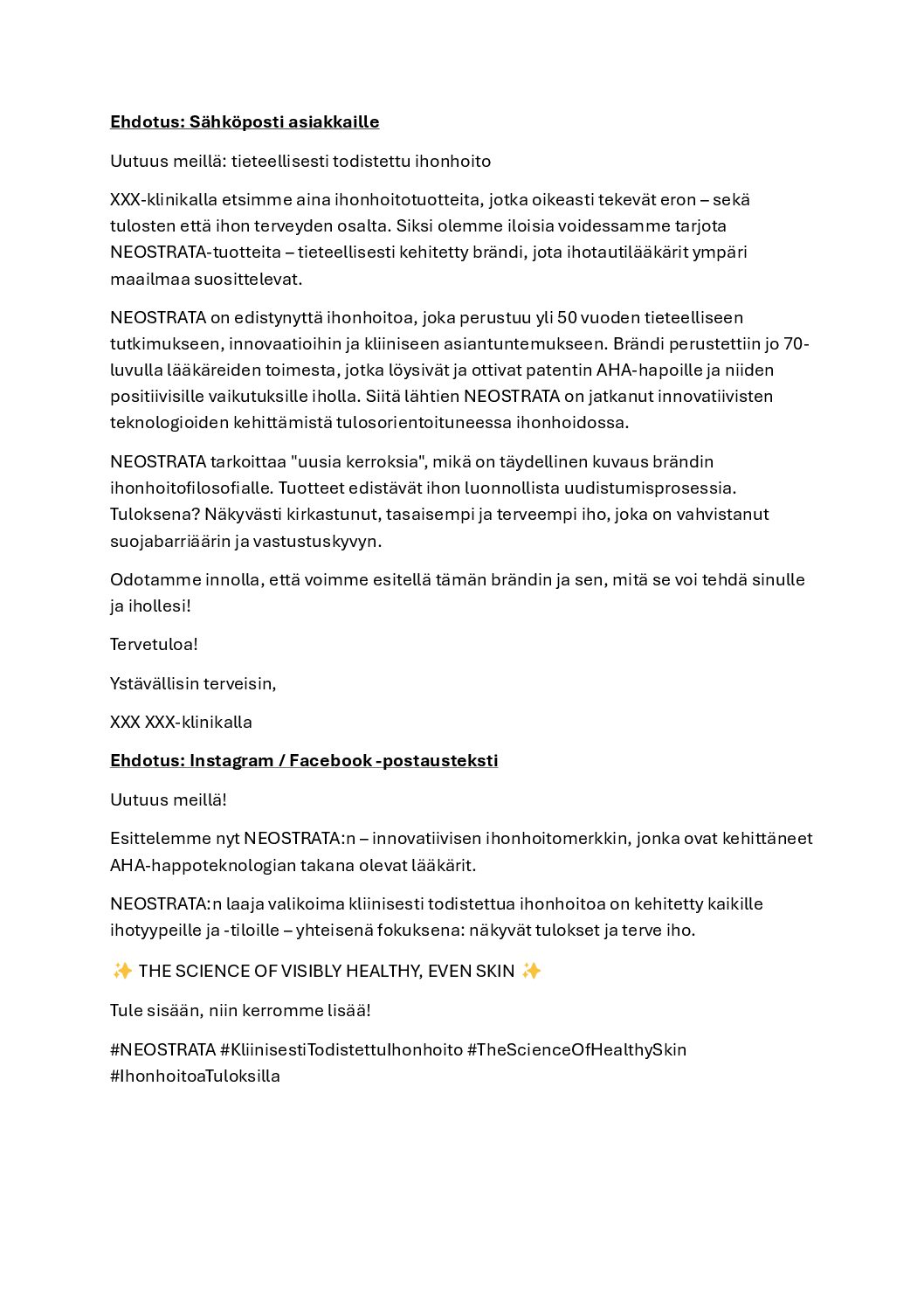 Bränditekstit NEOSTRATA