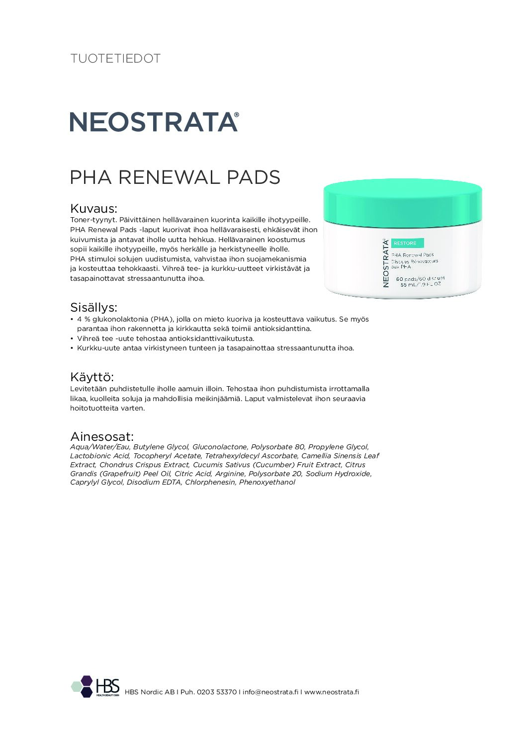 Tuotearkki NEOSTRATA PHA Renewal Pads