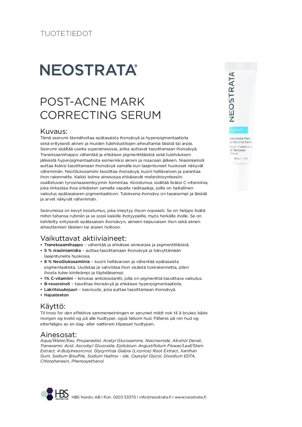 Tuotearkki NEOSTRATA Post Acne Mark Correcting Serum