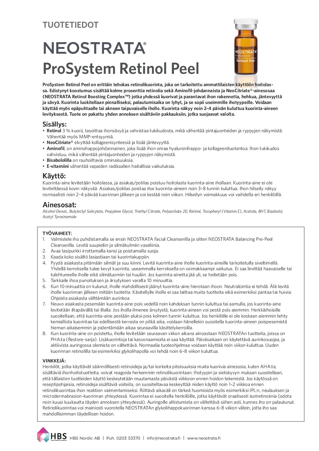 Tuotearkki NEOSTRATA ProSystem Retinol Peel