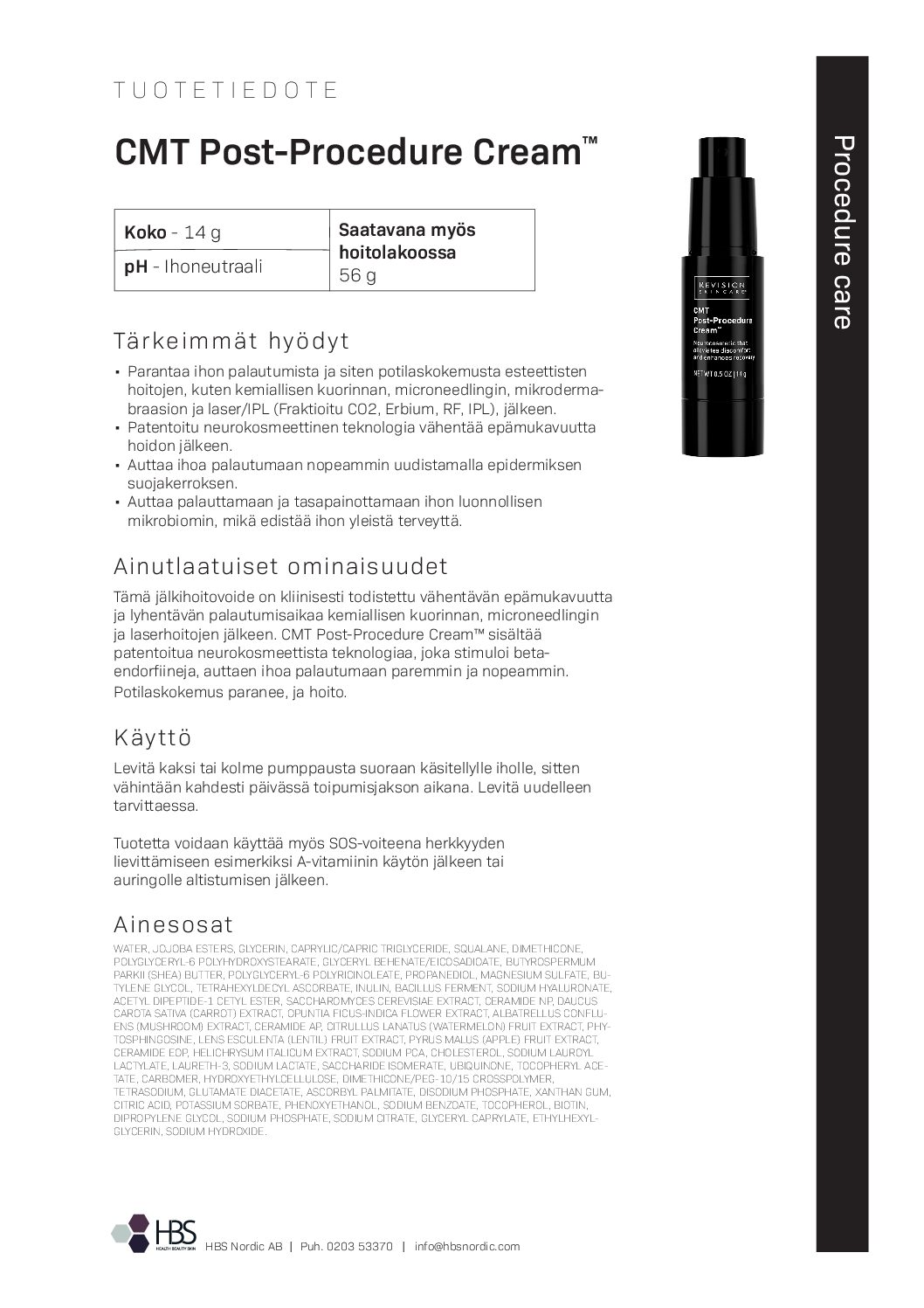 Tuotearkki Revision Skincare CMT Post Procedure Cream