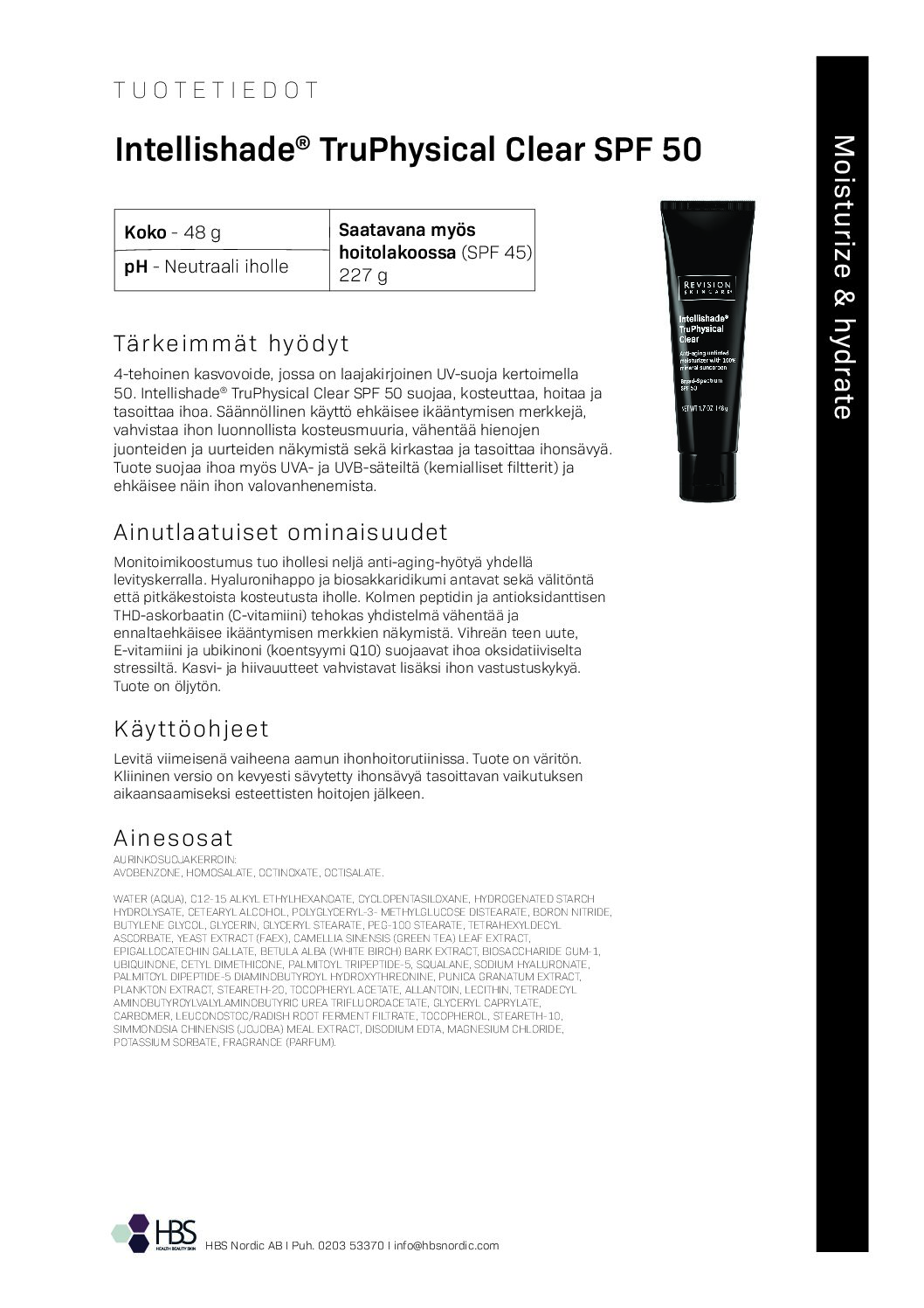 Tuotearkki Revision Skincare Intellishade TruPhysical Clear SPF 50