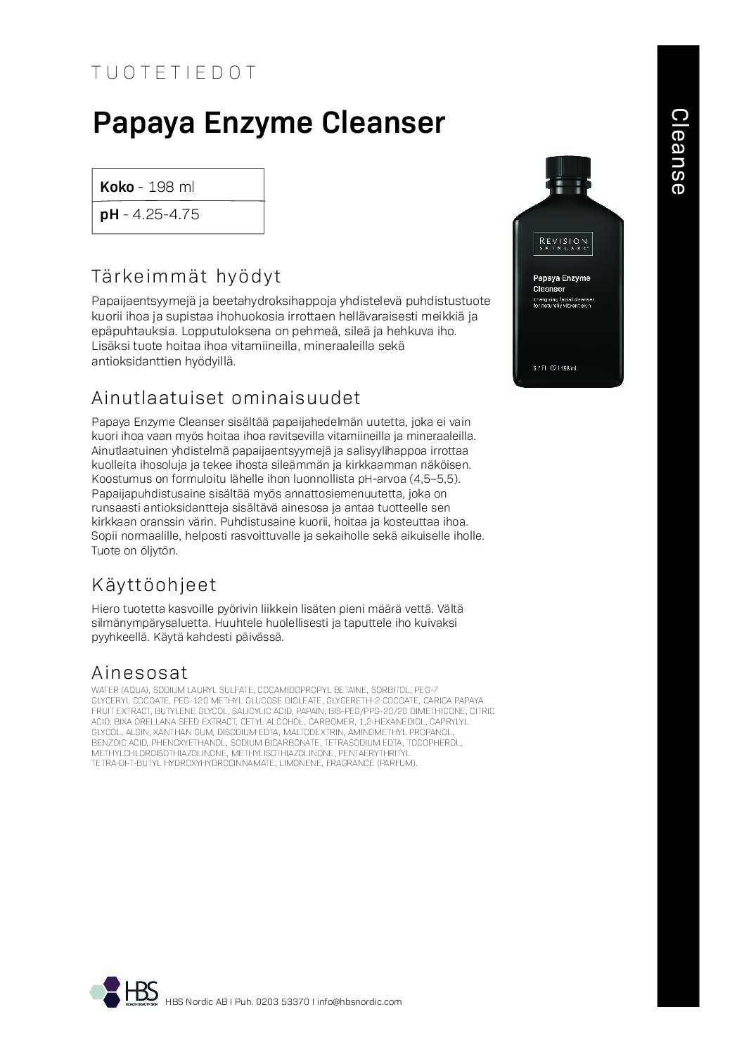 Tuotearkki Revision Skincare Papaya Enzyme Cleanser