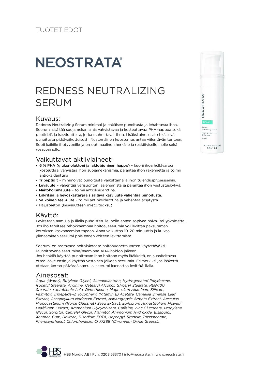 Tuotearkki NEOSTRATA Redness Neutralizing Serum