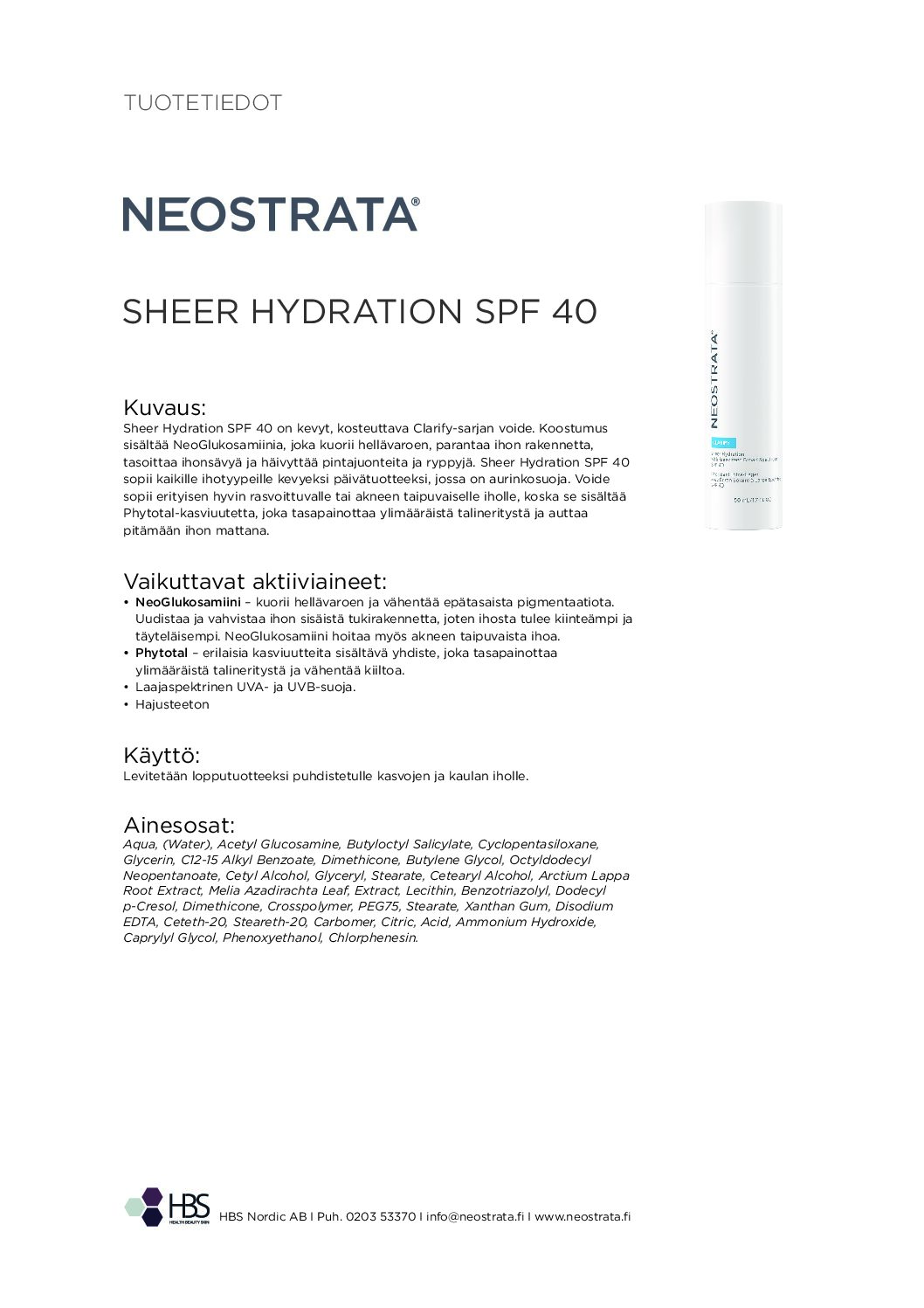 Tuotearkki NEOSTRATA Sheer Hydration