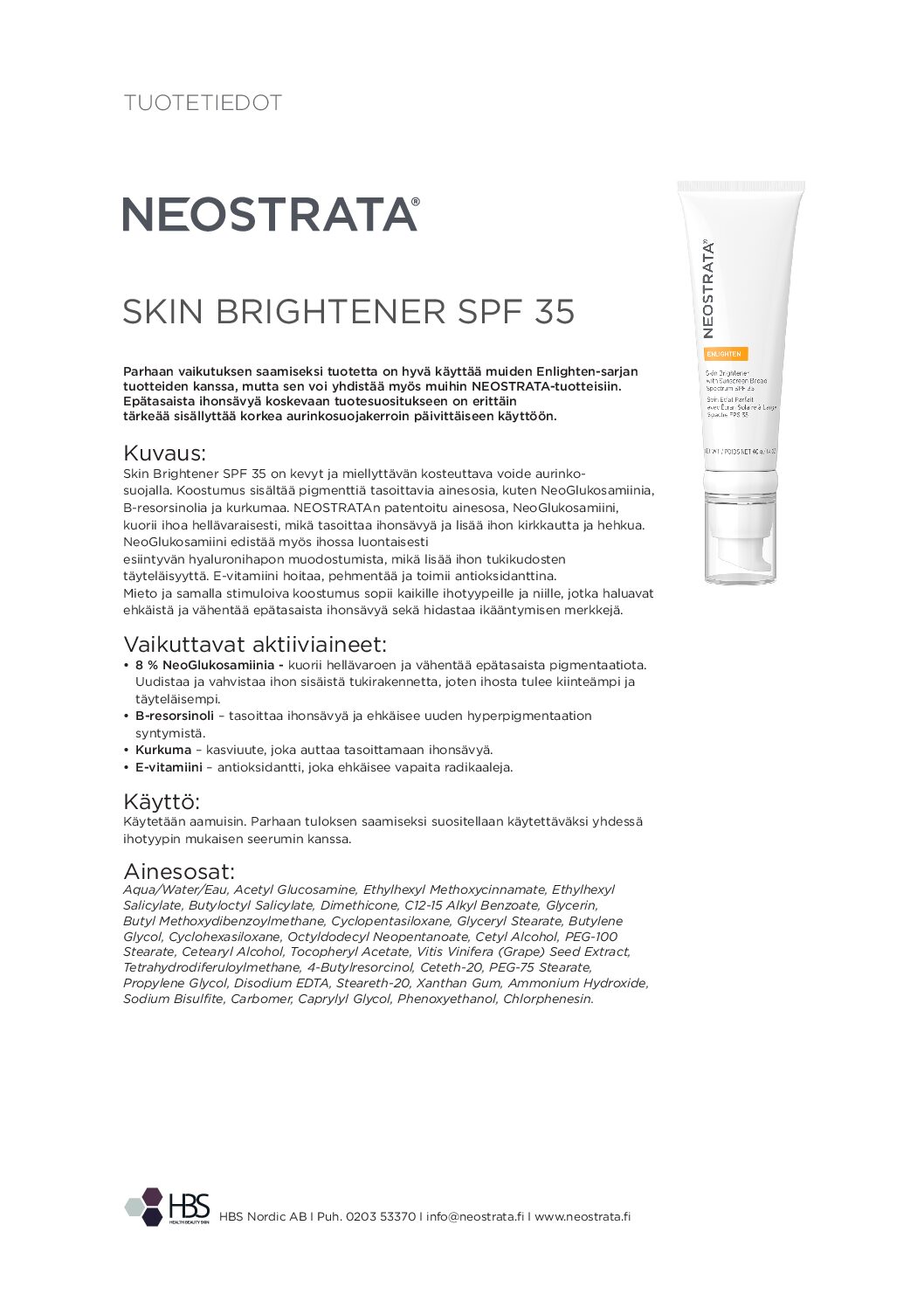 Tuotearkki NEOSTRATA Skin Brightener SPF 35