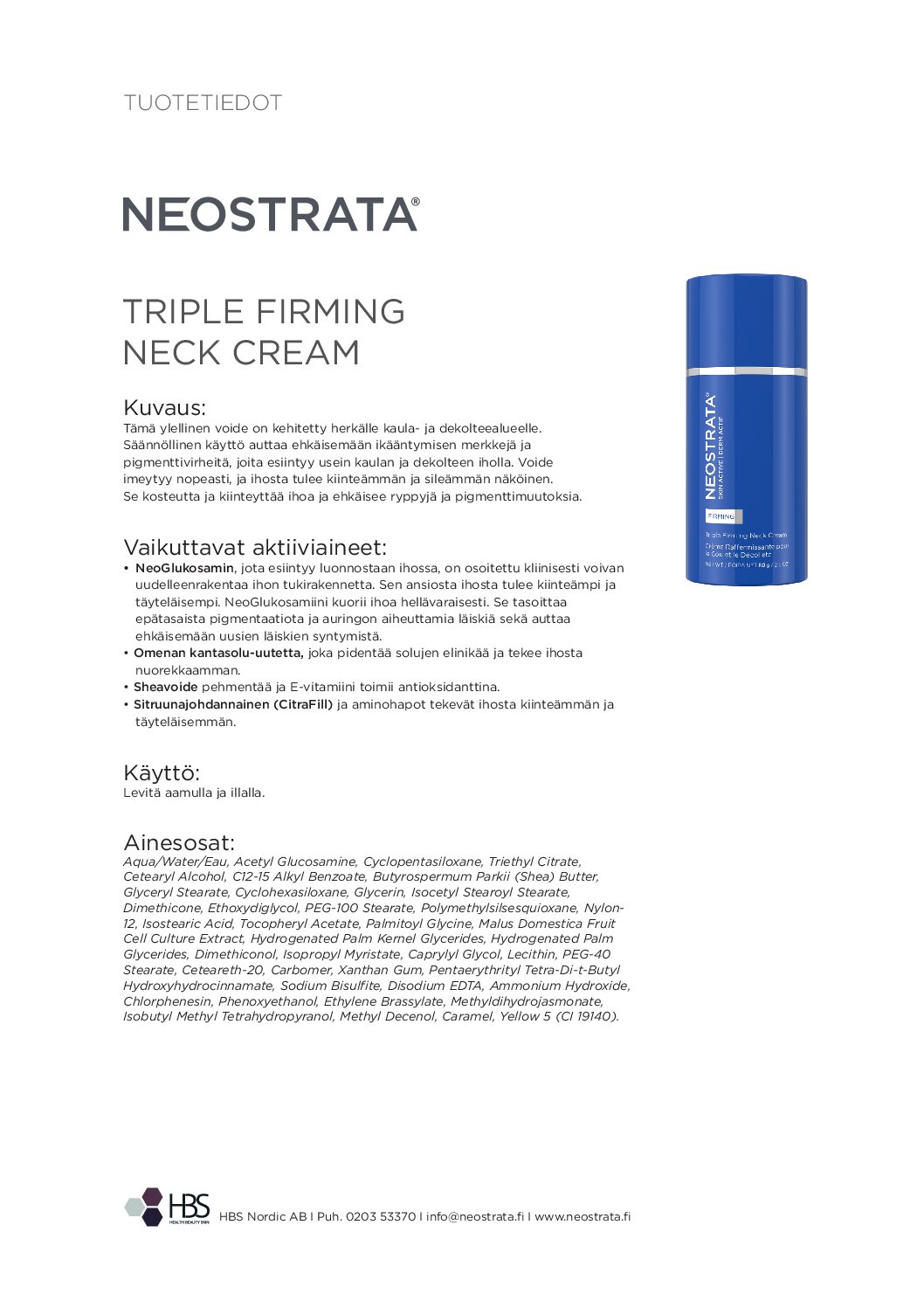 Tuotearkki NEOSTRATA Triple Firming Neck Cream