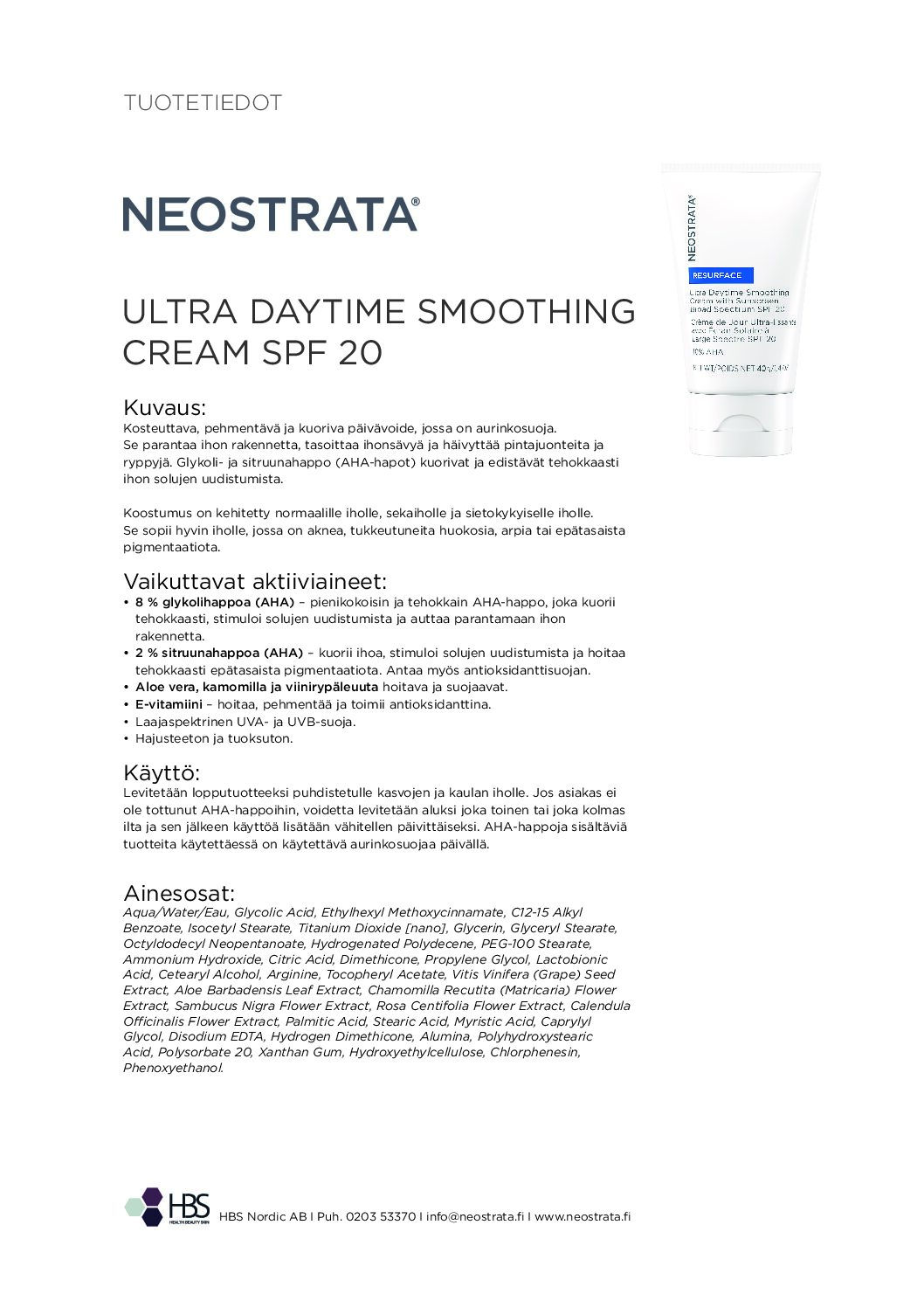 Tuotearkki NEOSTRATA Ultra Daytime Smoothing Cream SPF 20