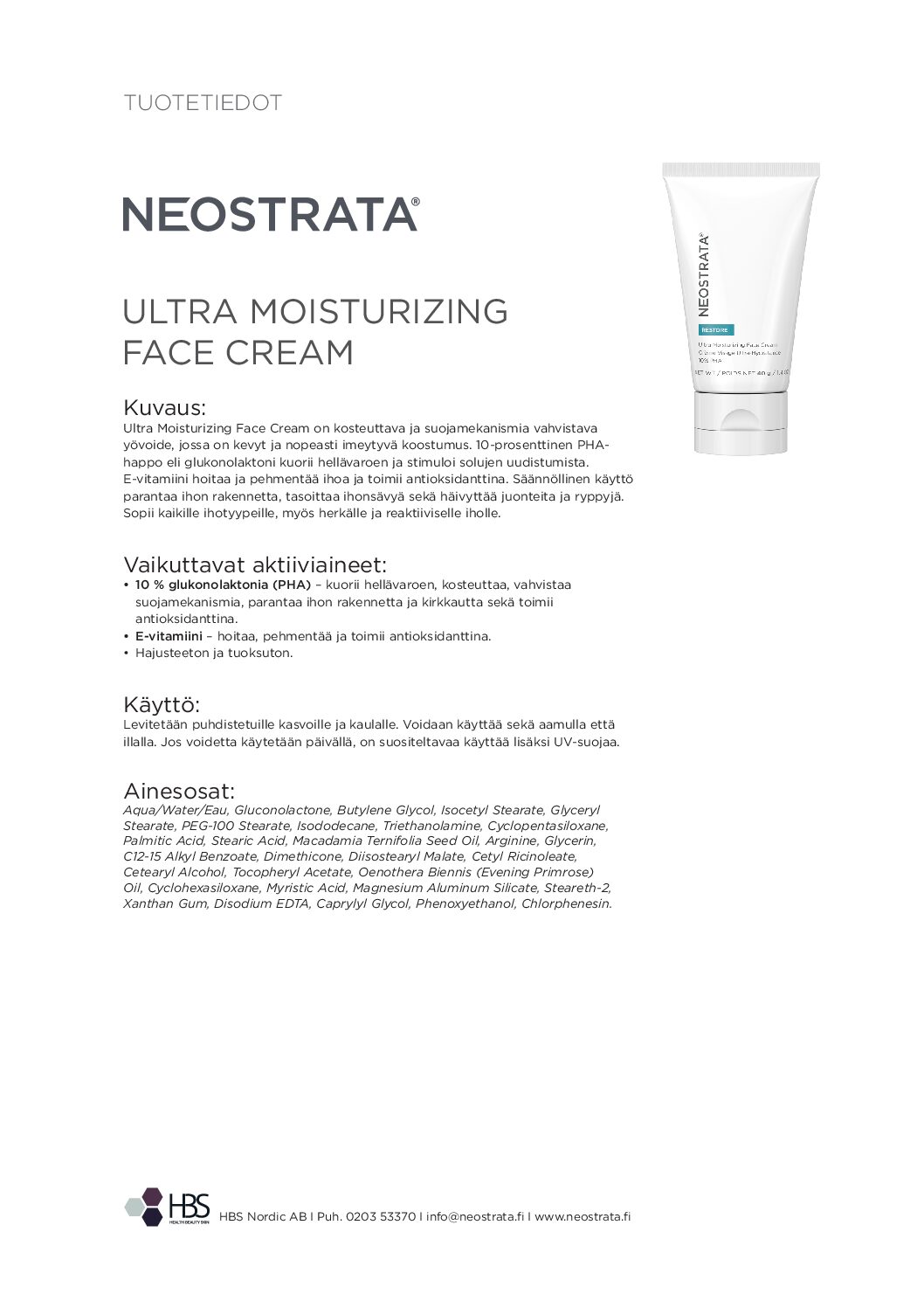 Tuotearkki NEOSTRATA Ultra Moisturizing Face Cream