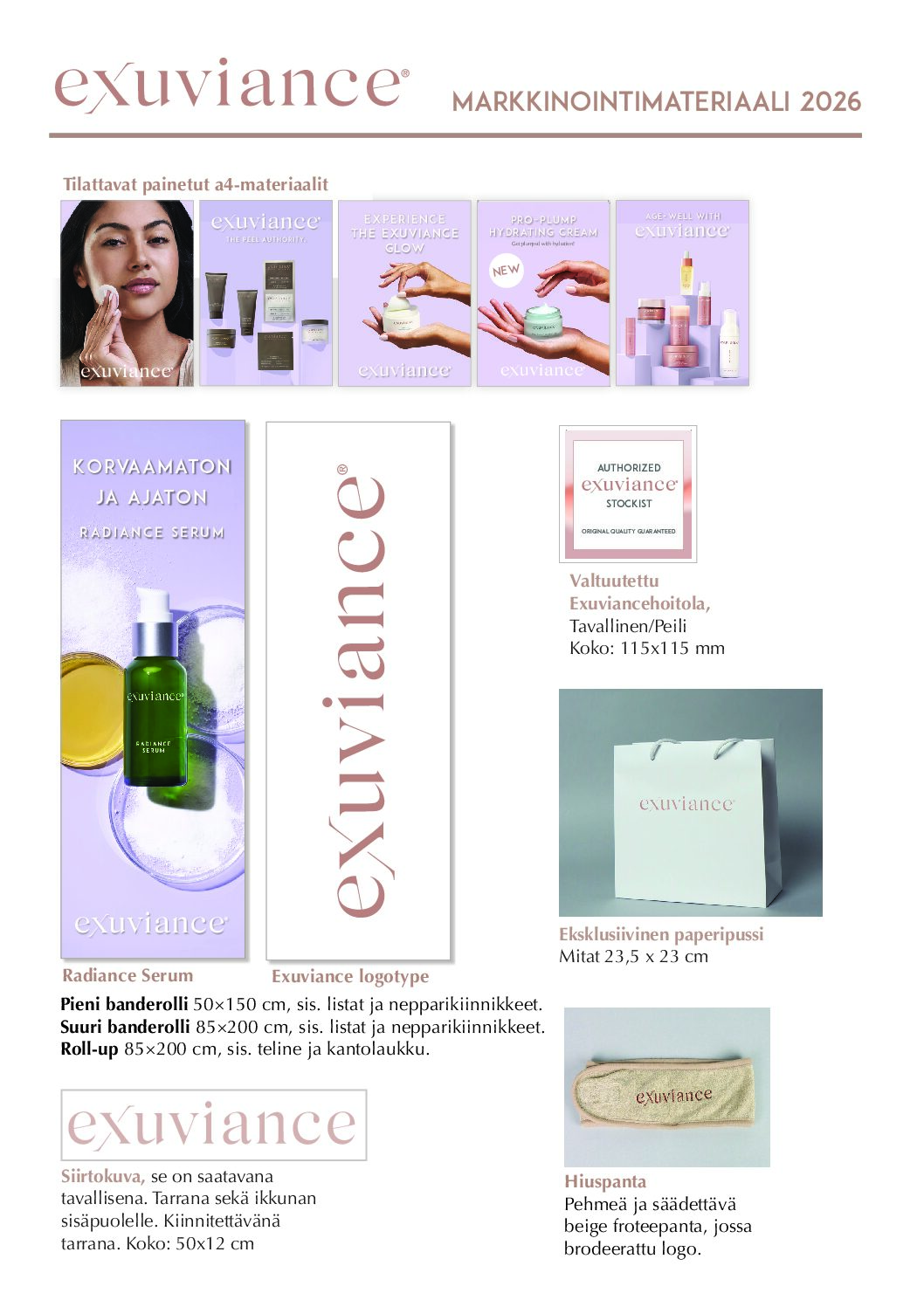 Exuviance Markkinointimateriaali