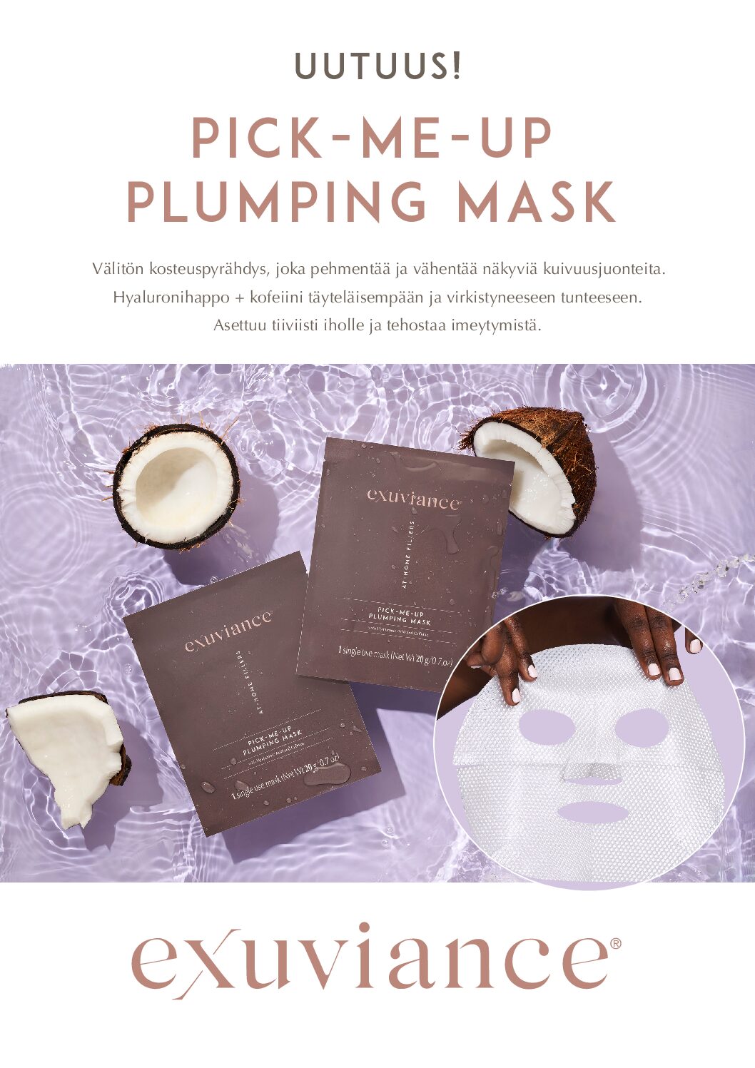 A4-kyltti Exuviance Pick-Me-Up Plumping Mask